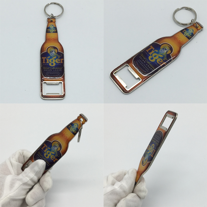 beer bottle shaped opener keychain